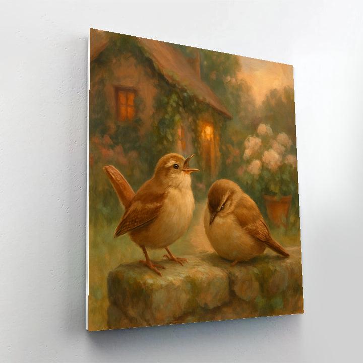 Lantern Light Wrens In The Cottage Garden Numbered painting kits