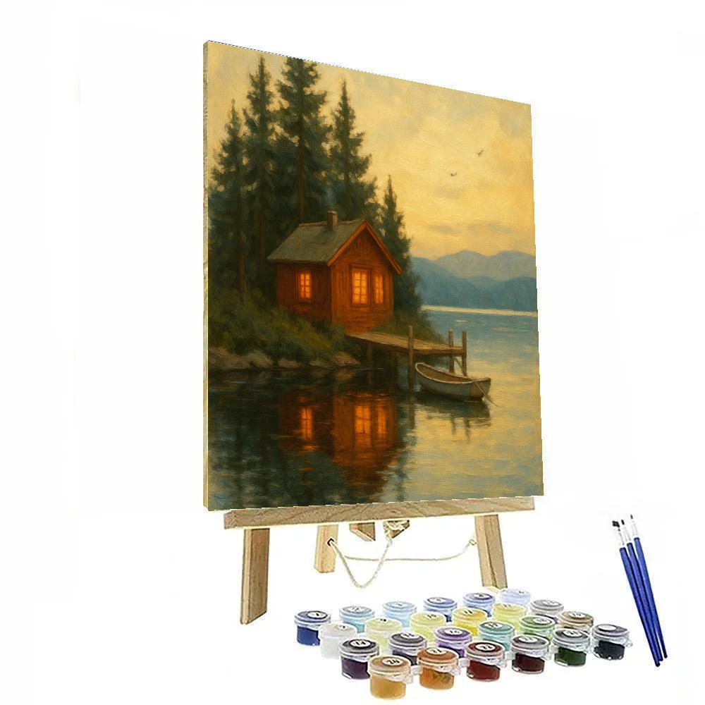 Amber Window Cabin On Stillwater Cove Number painting