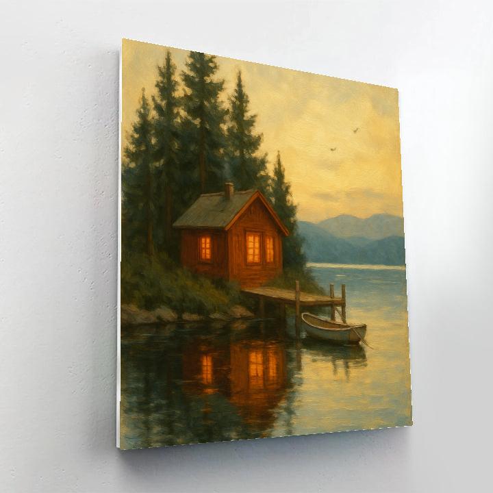 Amber Window Cabin On Stillwater Cove Number painting