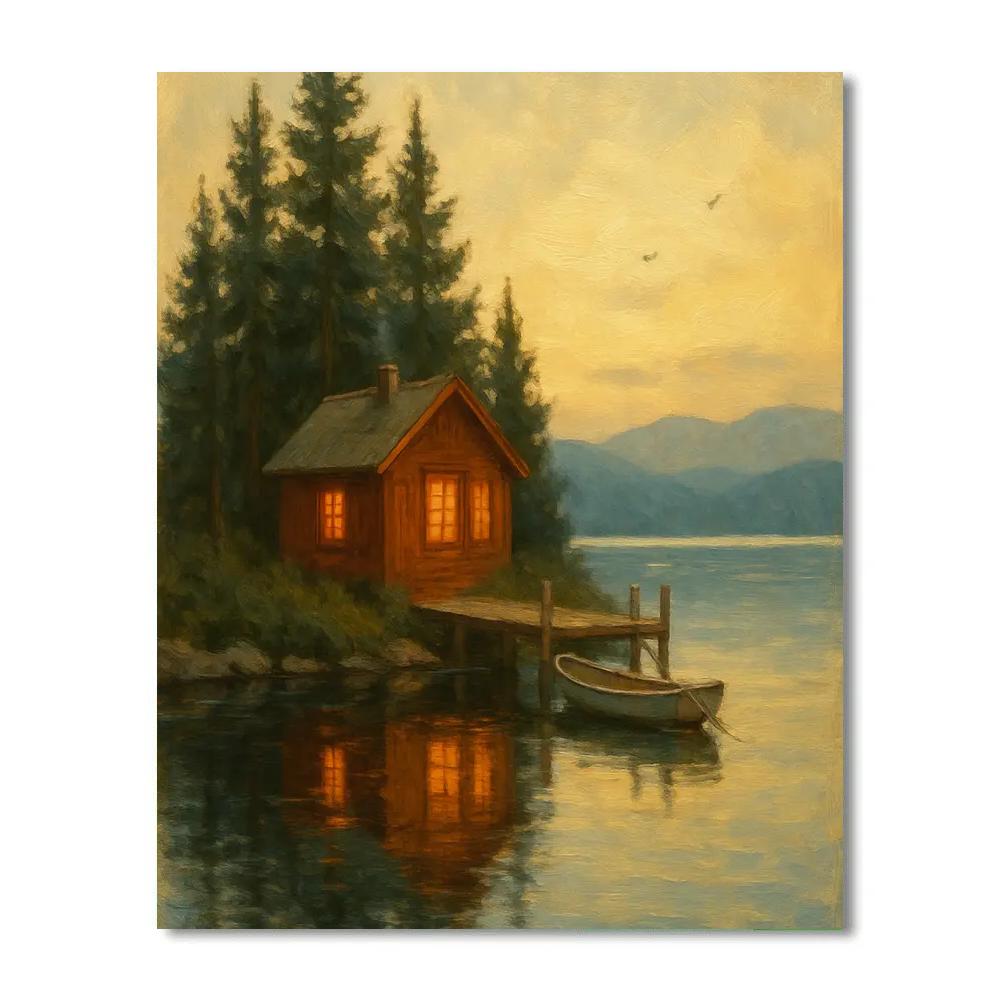 Amber Window Cabin On Stillwater Cove Number painting