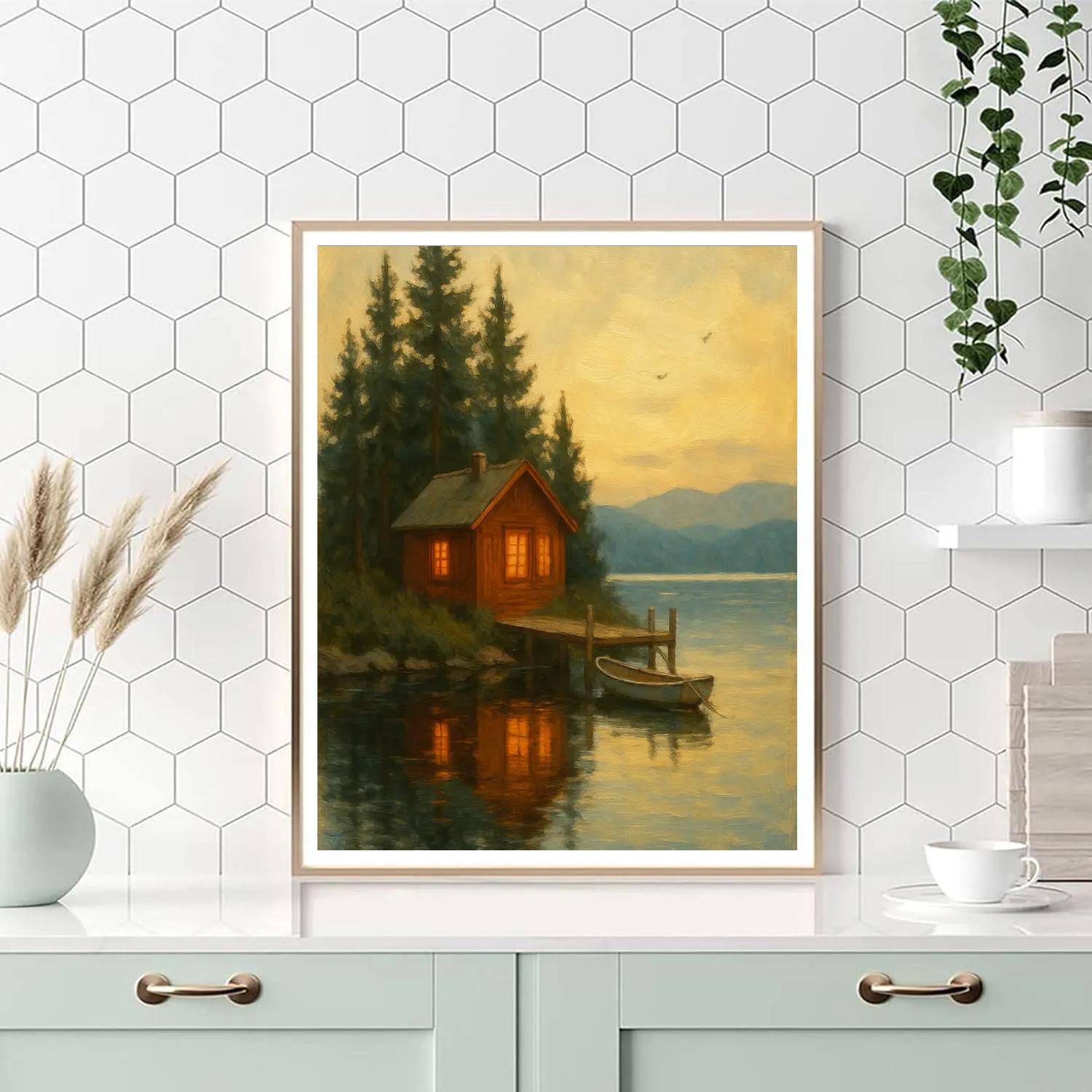 Amber Window Cabin On Stillwater Cove Number painting