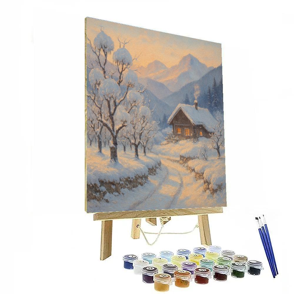 Saffron Dawn On The Alpine Orchard paint by numbers