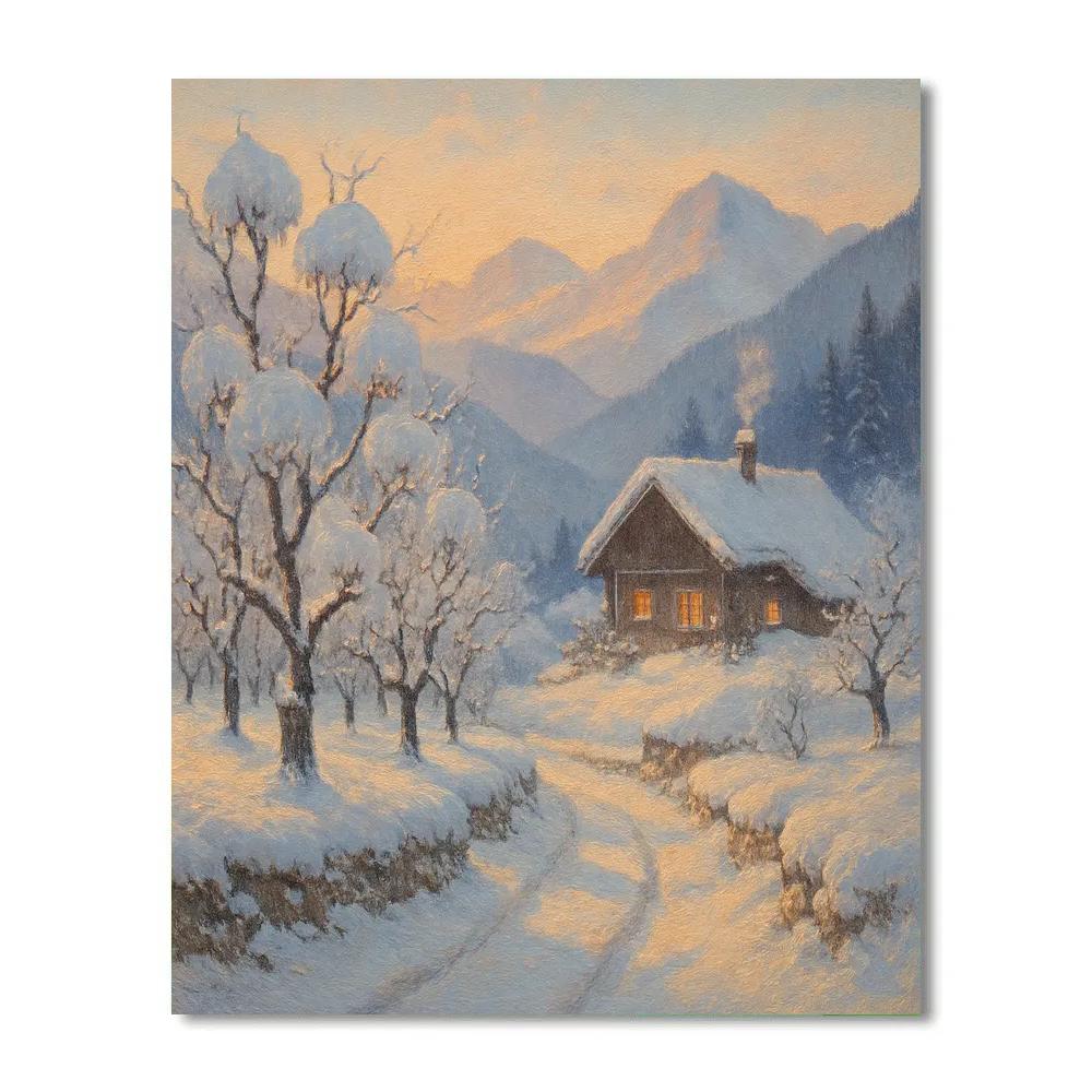Saffron Dawn On The Alpine Orchard paint by numbers