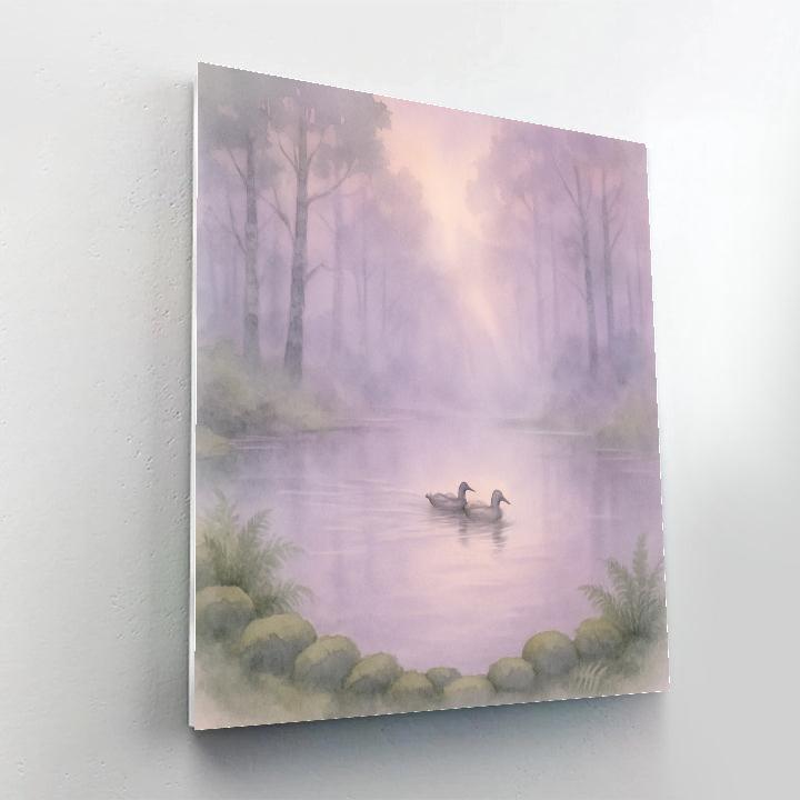 Lavender Fog Over The Hidden Forest Pond Numbered painting kits