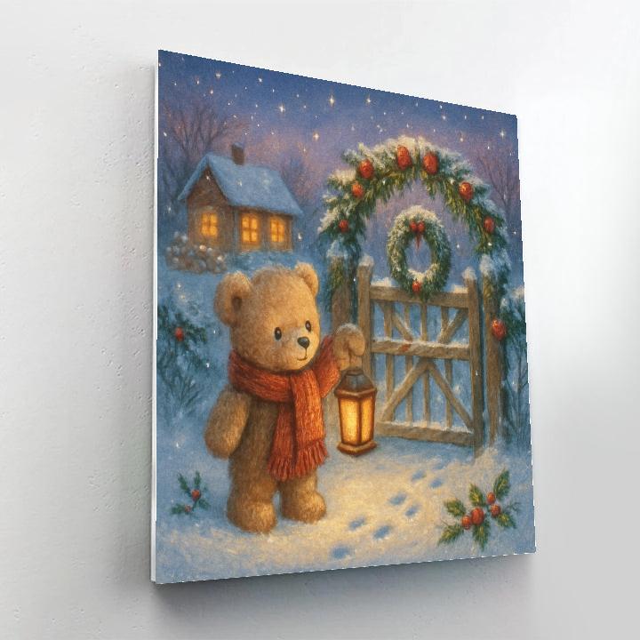 Lantern Bear At The Snowy Orchard Gate paint by number