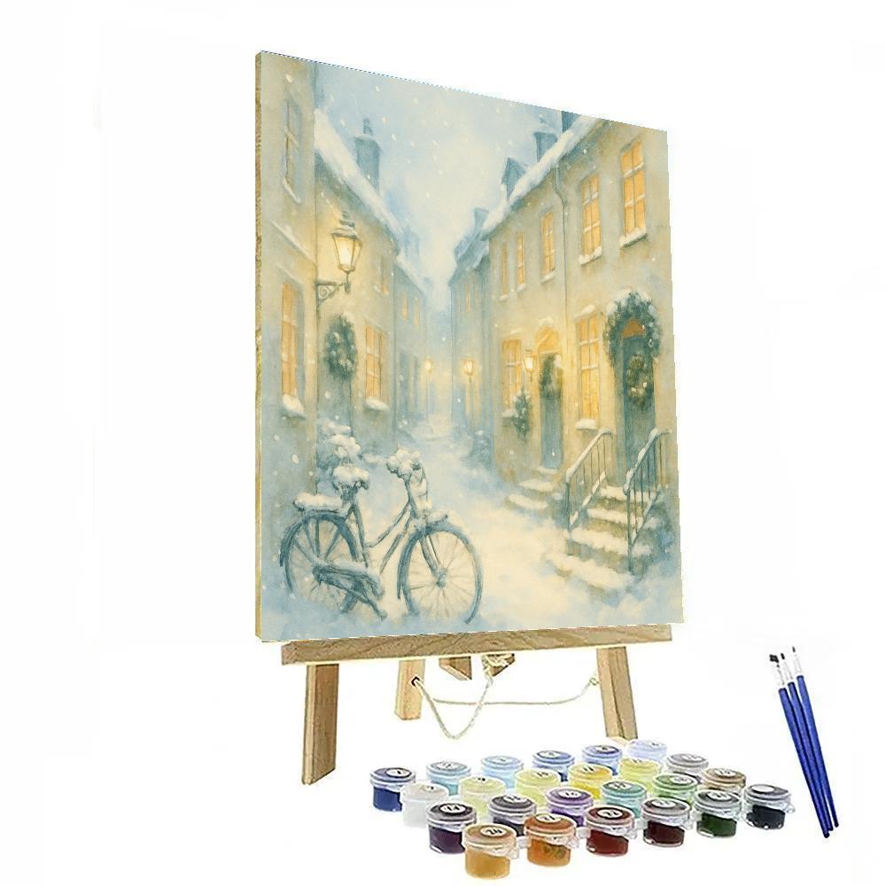 Snow Quiet Street With Windowlight DIY paint by numbers