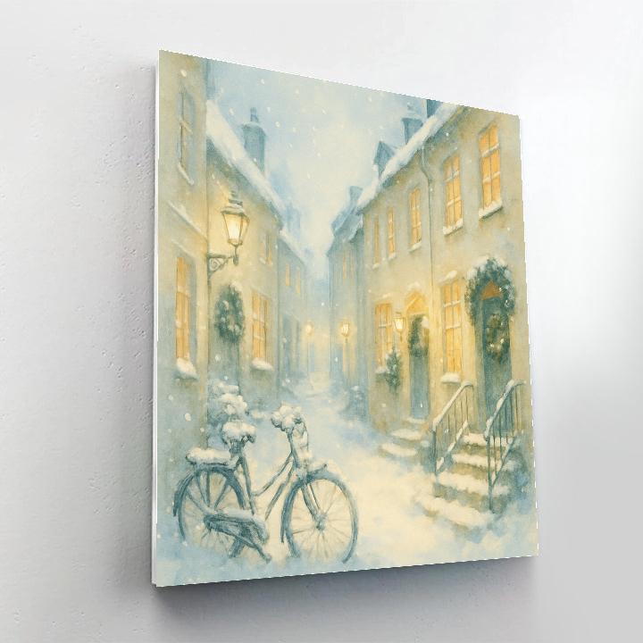 Snow Quiet Street With Windowlight DIY paint by numbers