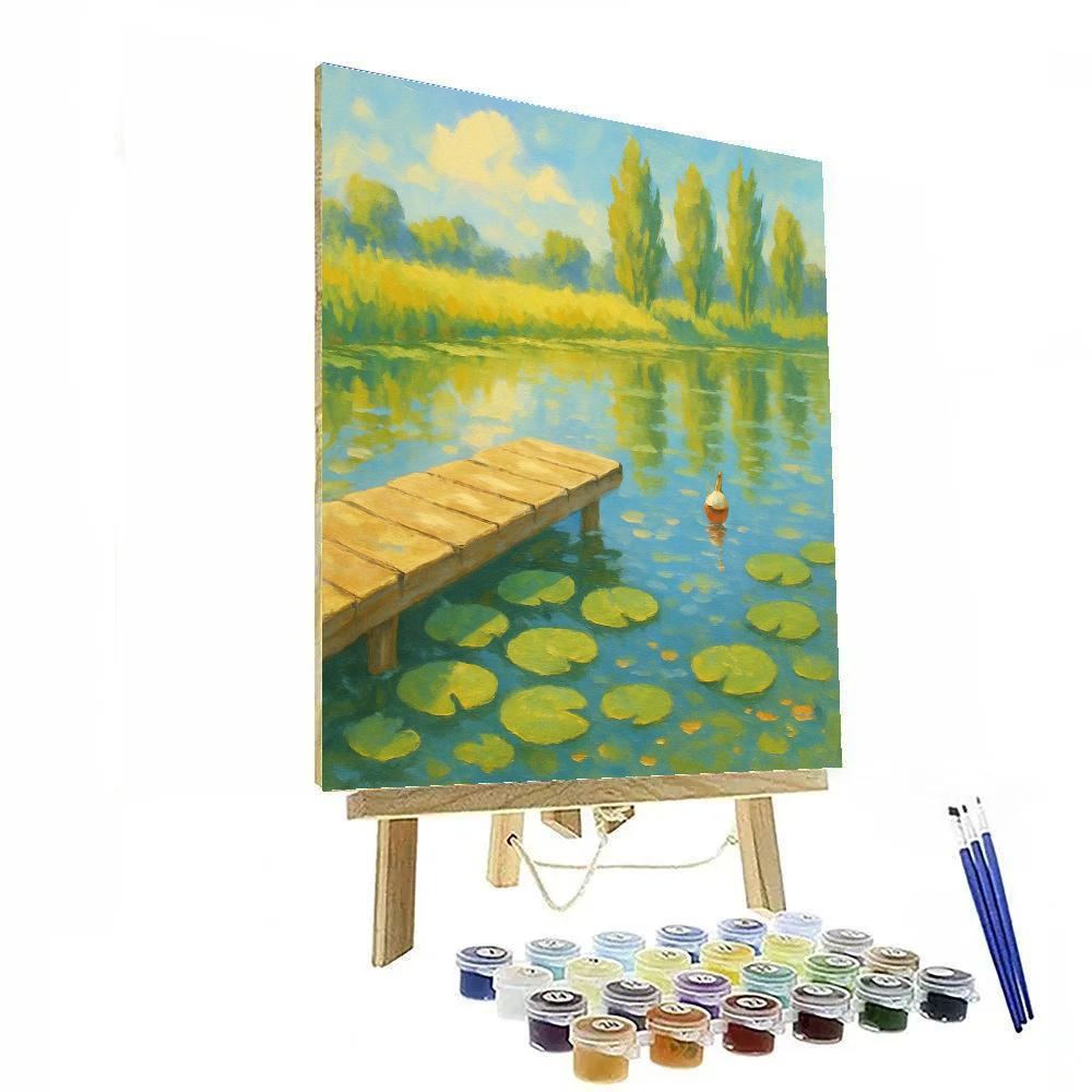 Sunlit Lily Pads At The Summer Dock paint by number
