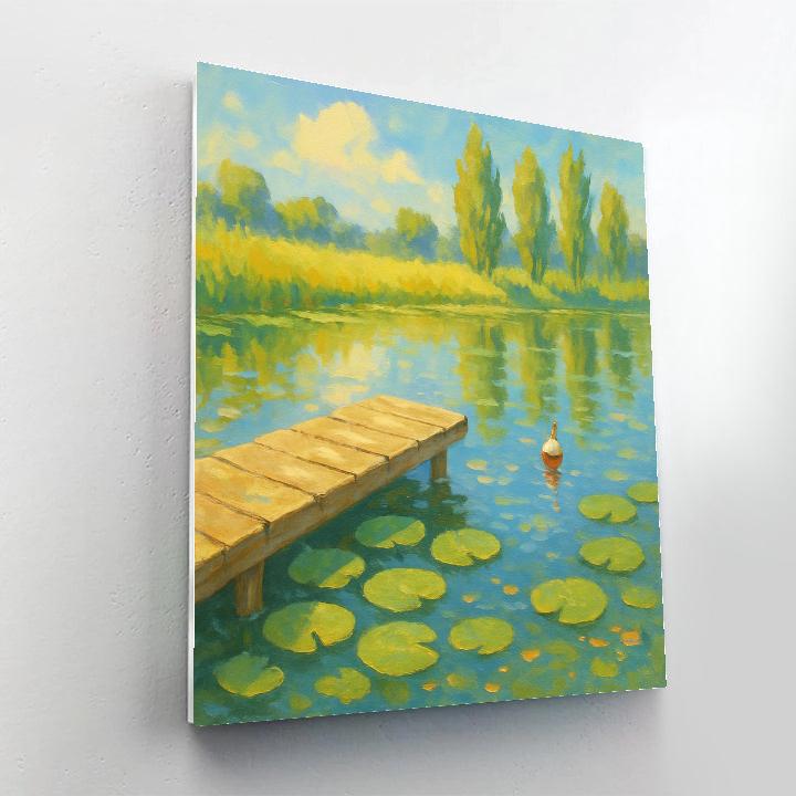 Sunlit Lily Pads At The Summer Dock paint by number