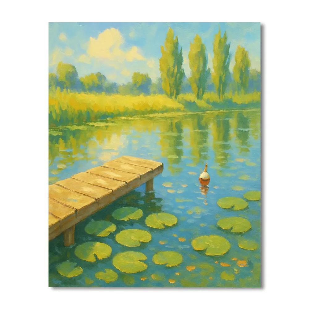 Sunlit Lily Pads At The Summer Dock paint by number