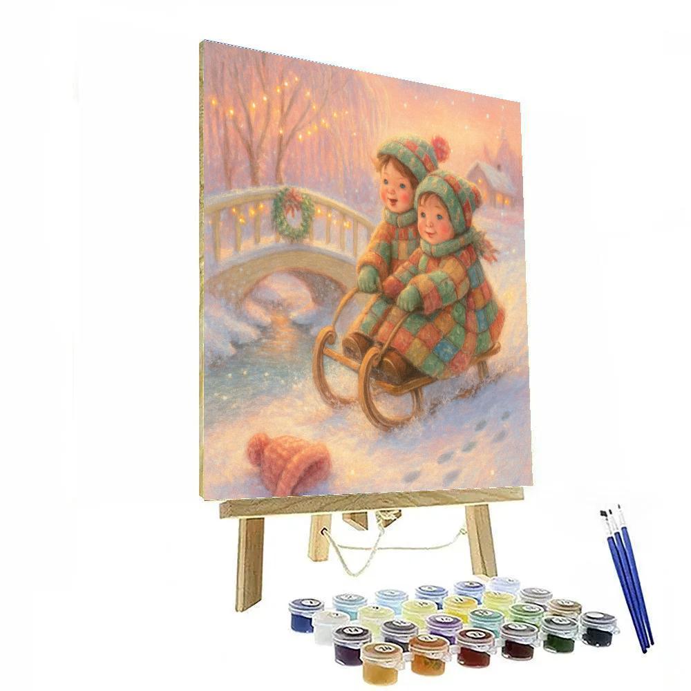 Sled Ride Through The Crystal Creek Bridge paint by color