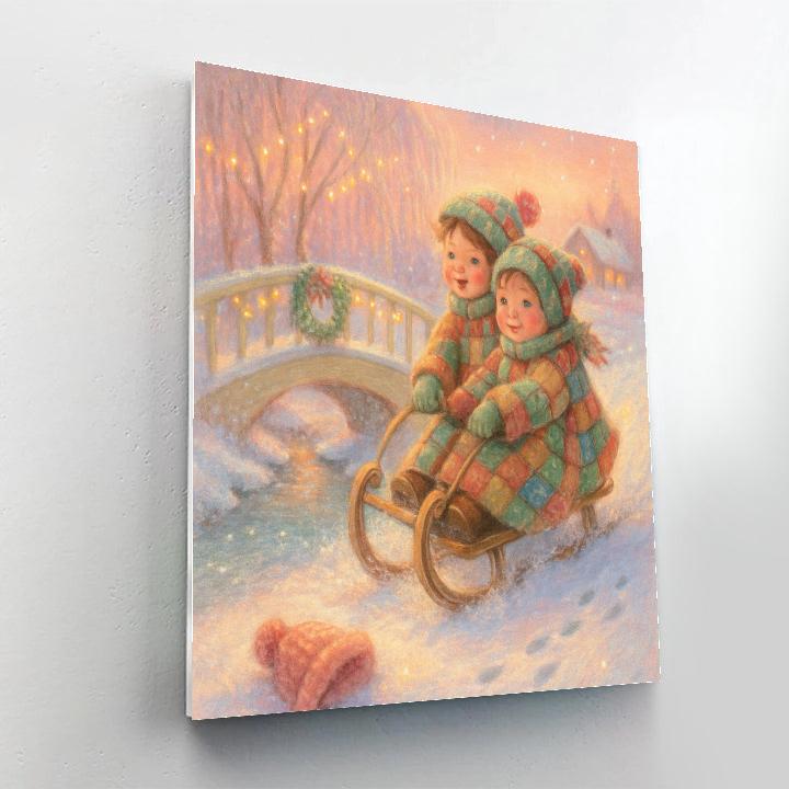 Sled Ride Through The Crystal Creek Bridge paint by color