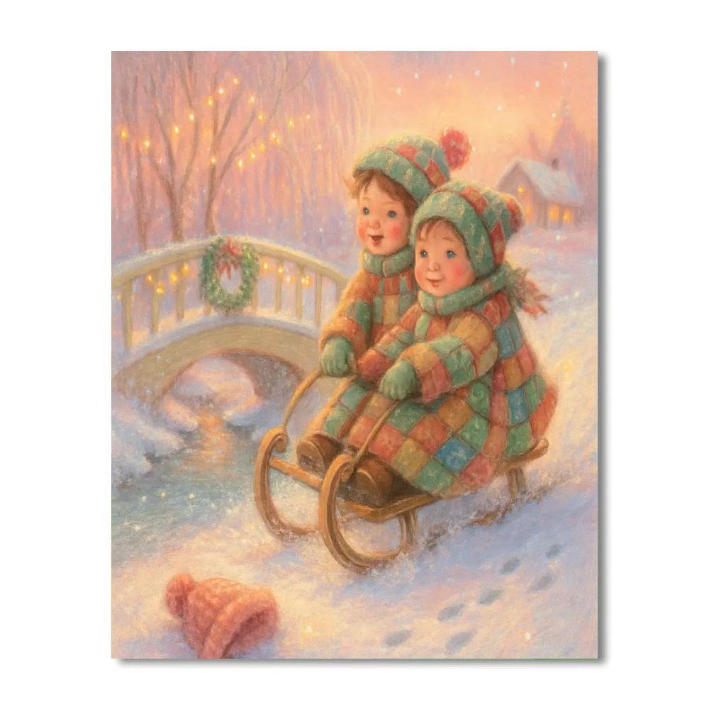 Sled Ride Through The Crystal Creek Bridge paint by color