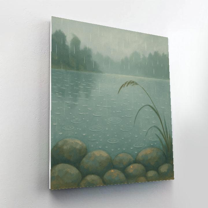 Rain Kissed Lake With Cozy Shoreline Stones Painting by numbers kit