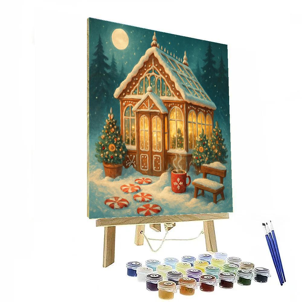 Gingerbread Conservatory Winter Garden Painting by numbers kit