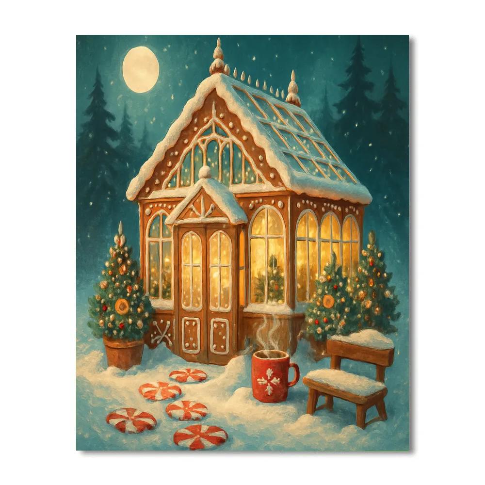 Gingerbread Conservatory Winter Garden Painting by numbers kit