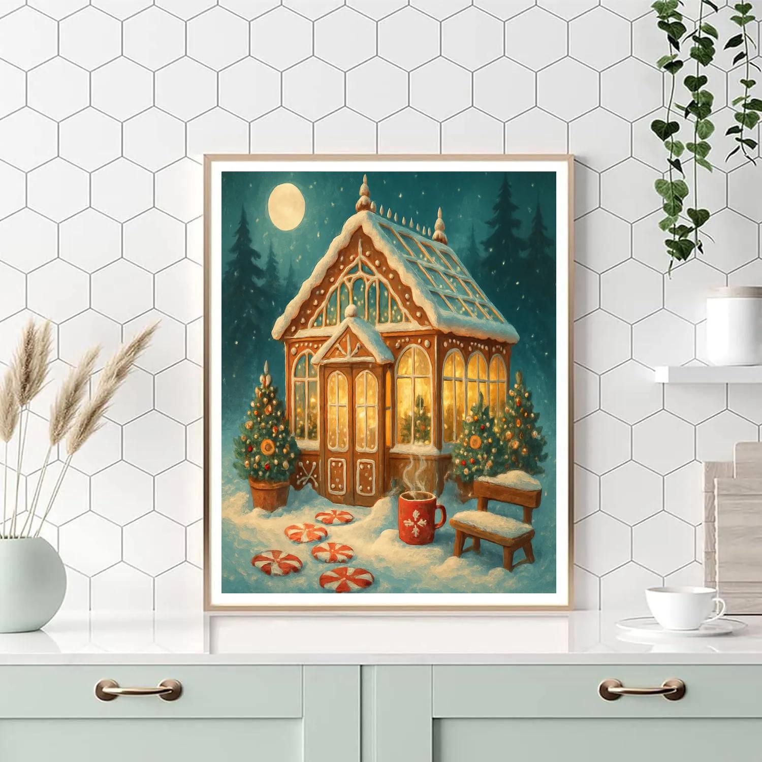 Gingerbread Conservatory Winter Garden Painting by numbers kit