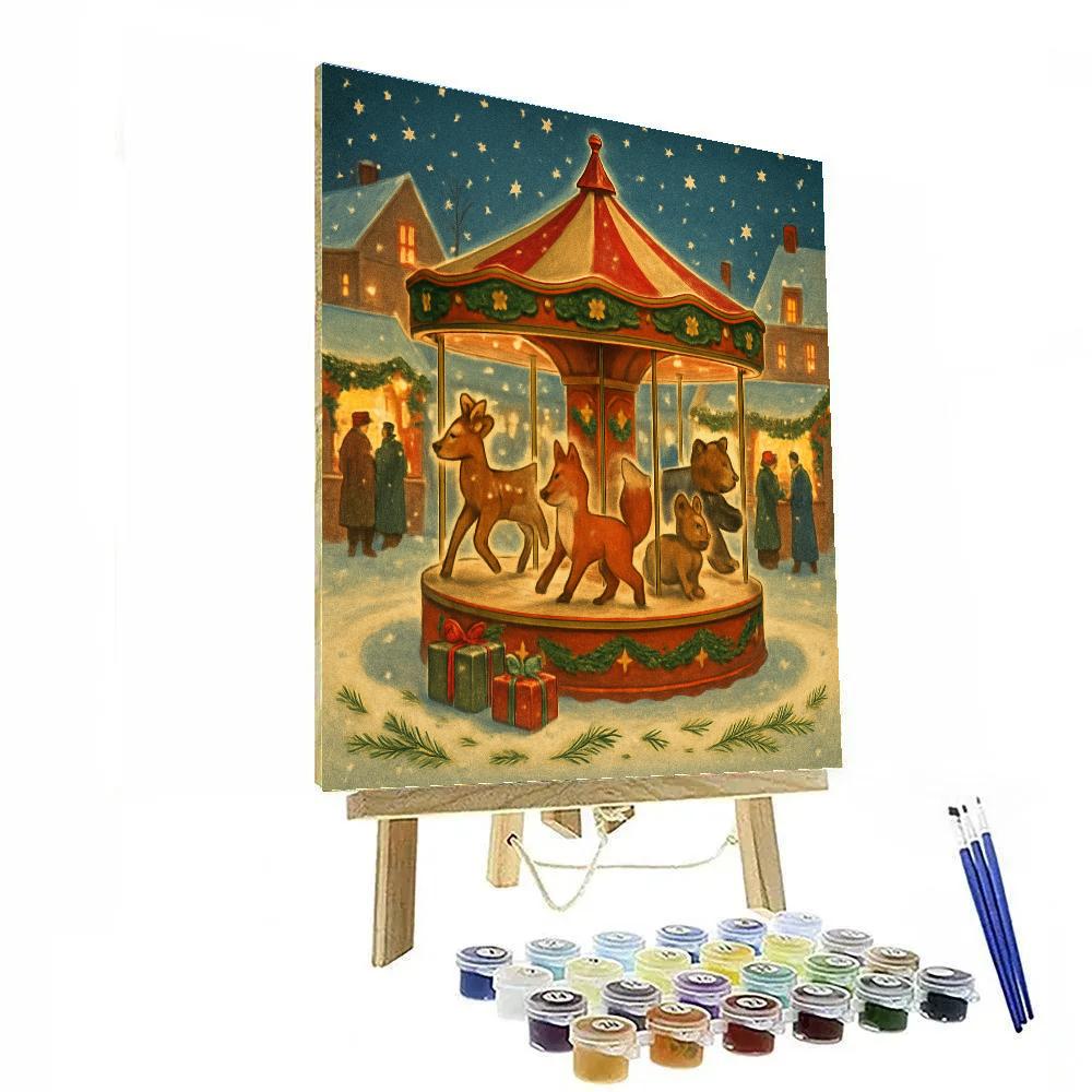 Snowy Carousel Of Woodland Toys paint by number