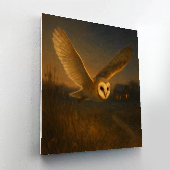 Barn Owl Over The Candlelit Meadow paint by numbers