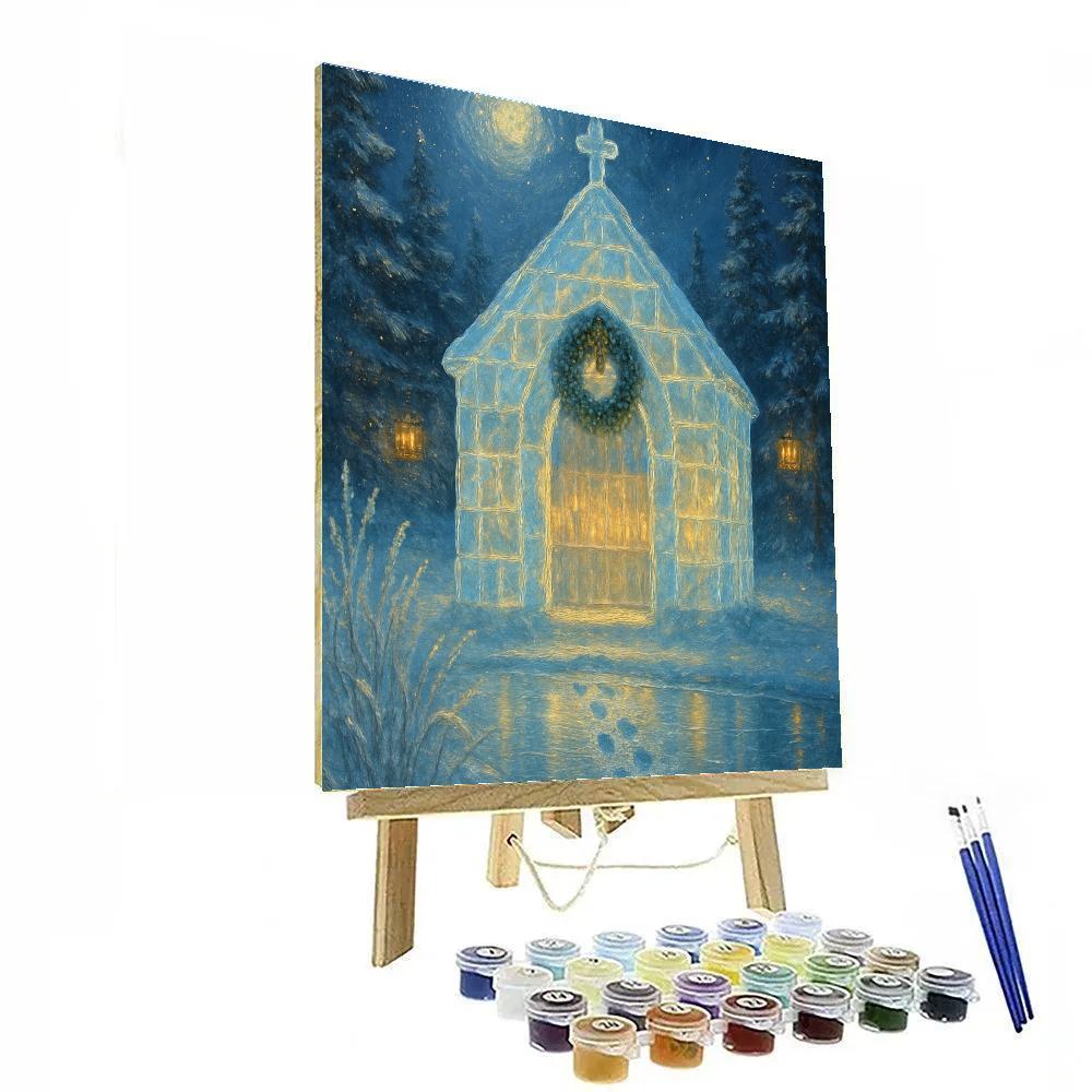 Candlelit Ice Chapel By The Frozen Lake paint by color