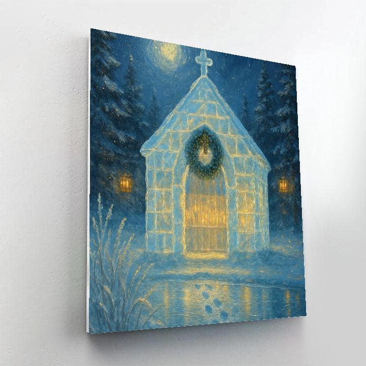 Candlelit Ice Chapel By The Frozen Lake paint by color