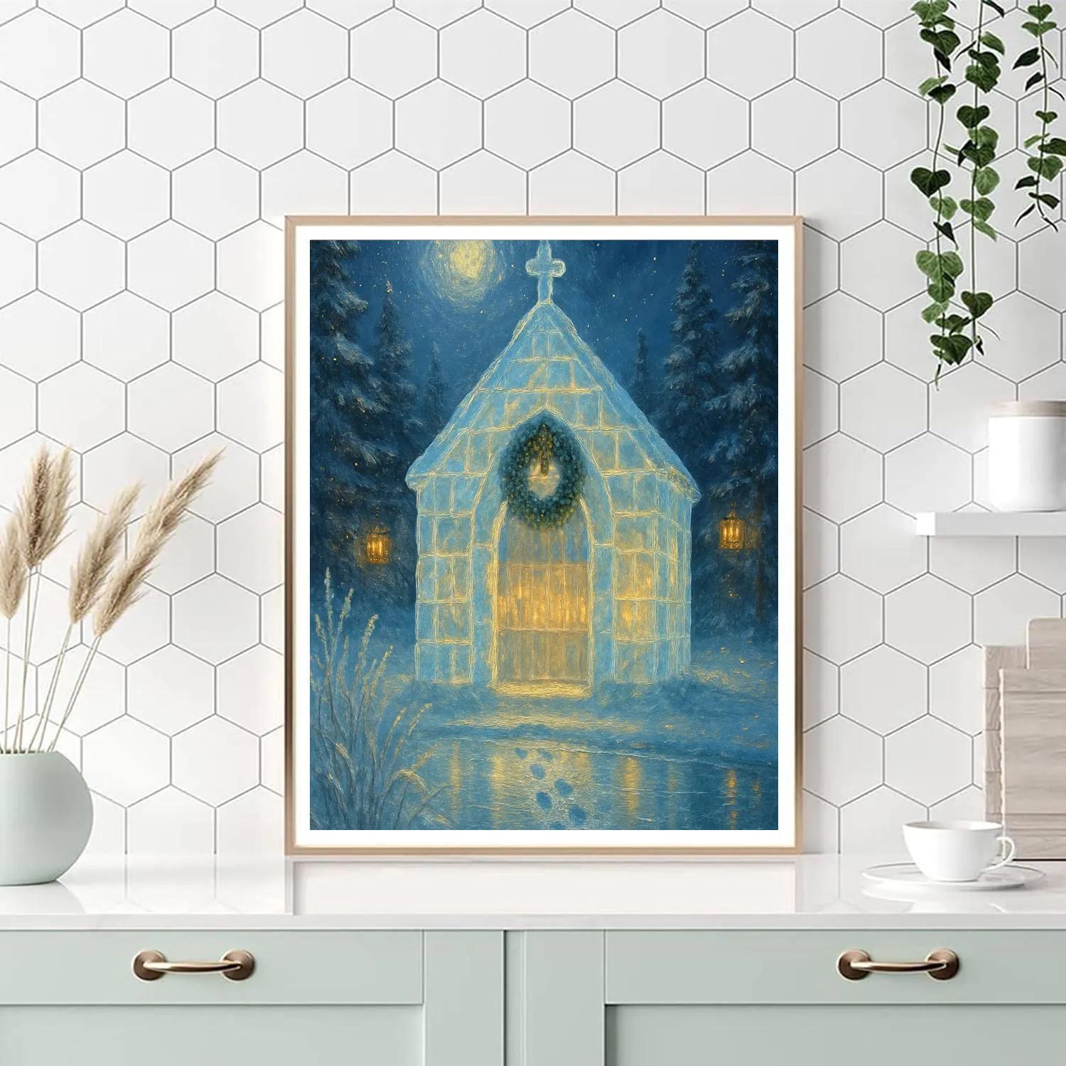 Candlelit Ice Chapel By The Frozen Lake paint by color