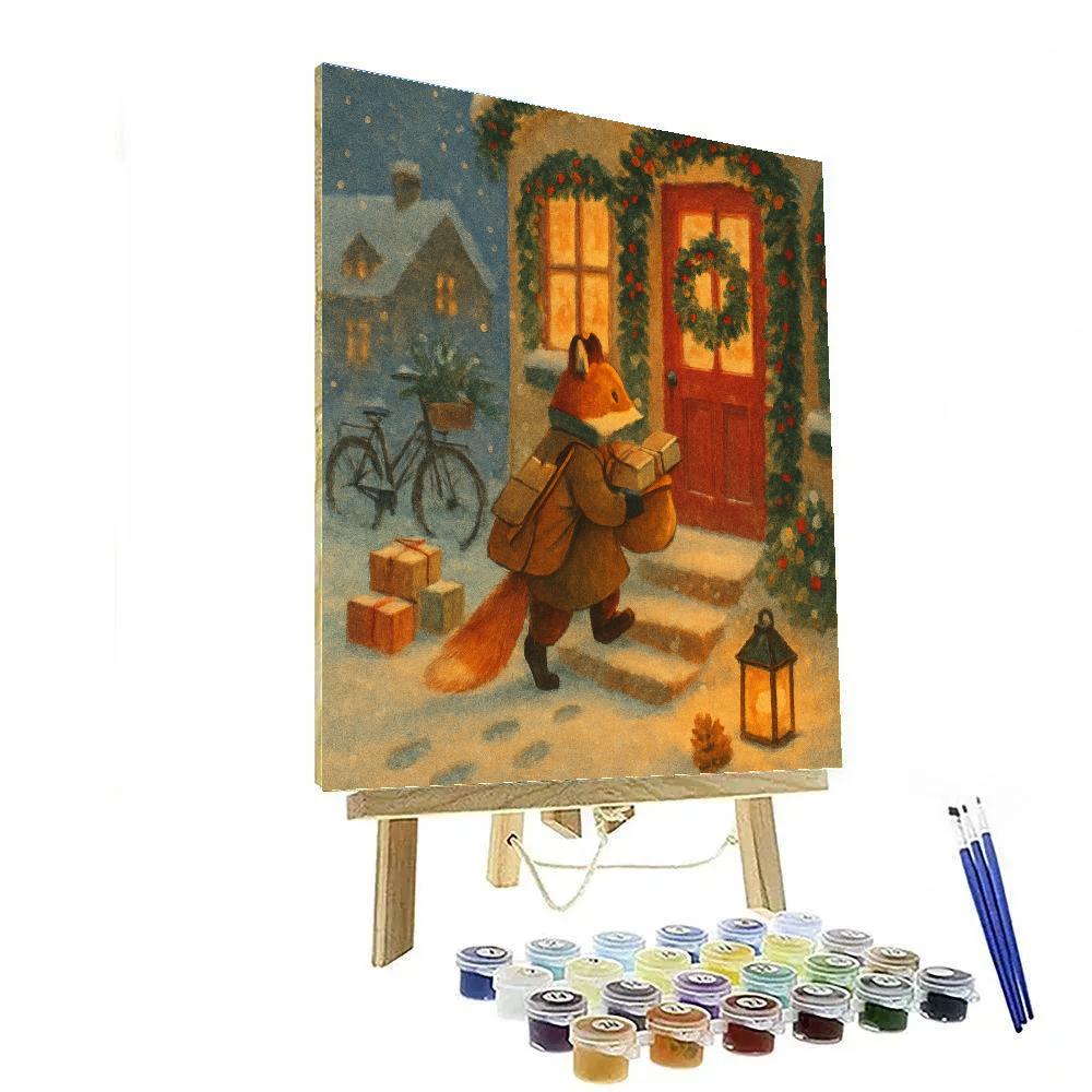Winter Post Office With Wreaths And Warm Ink Number painting