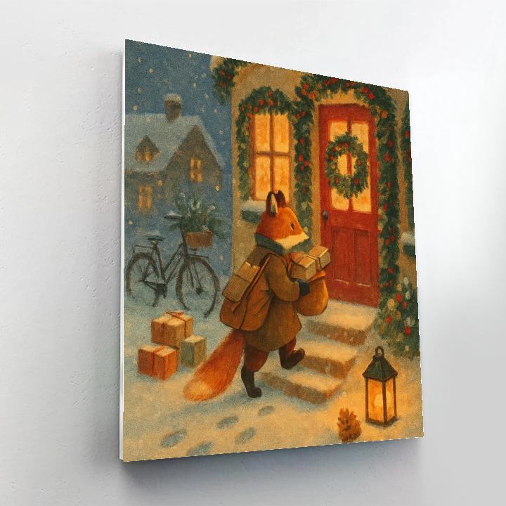 Winter Post Office With Wreaths And Warm Ink Number painting