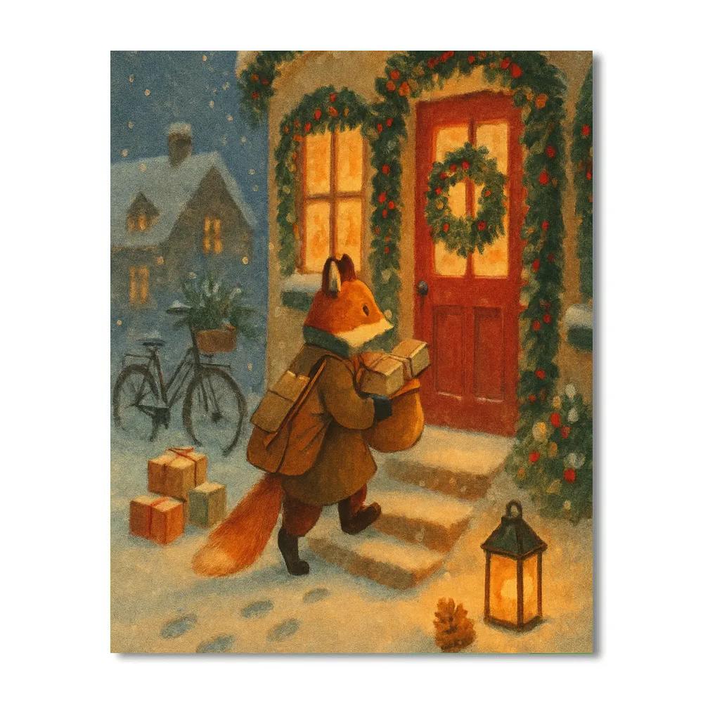 Winter Post Office With Wreaths And Warm Ink Number painting