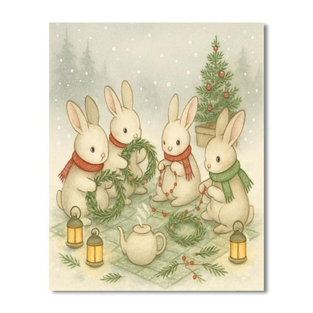 Wreath Makers Picnic In The Silent Snowfield paint by color