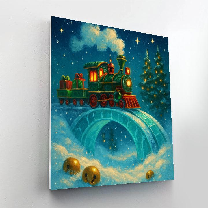 Toy Train Crossing The Iced Star Bridge paint by numbers