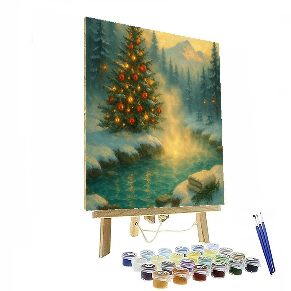 Christmas Tree In The Alpine Hot Spring Number painting