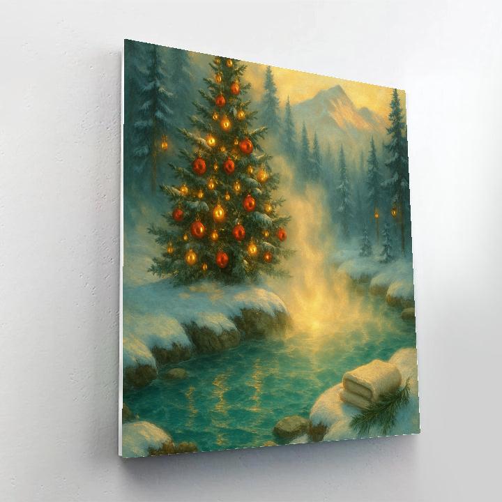 Christmas Tree In The Alpine Hot Spring Number painting