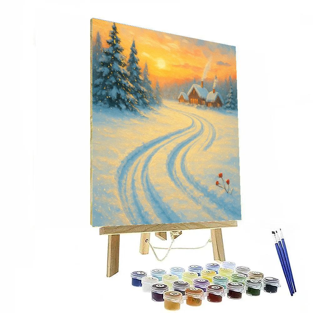 Golden Sleigh Tracks Across The Sunrise Meadow paint by color