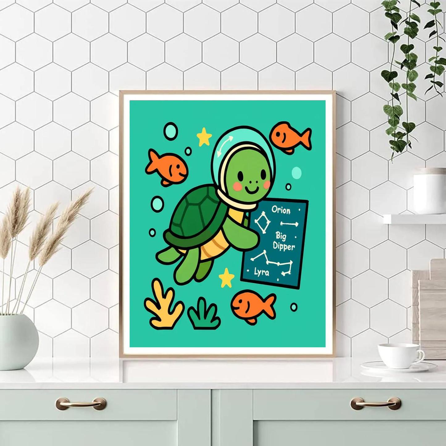 Starlit Sea Turtle Maps The Ocean Constellations Paint by numbers art