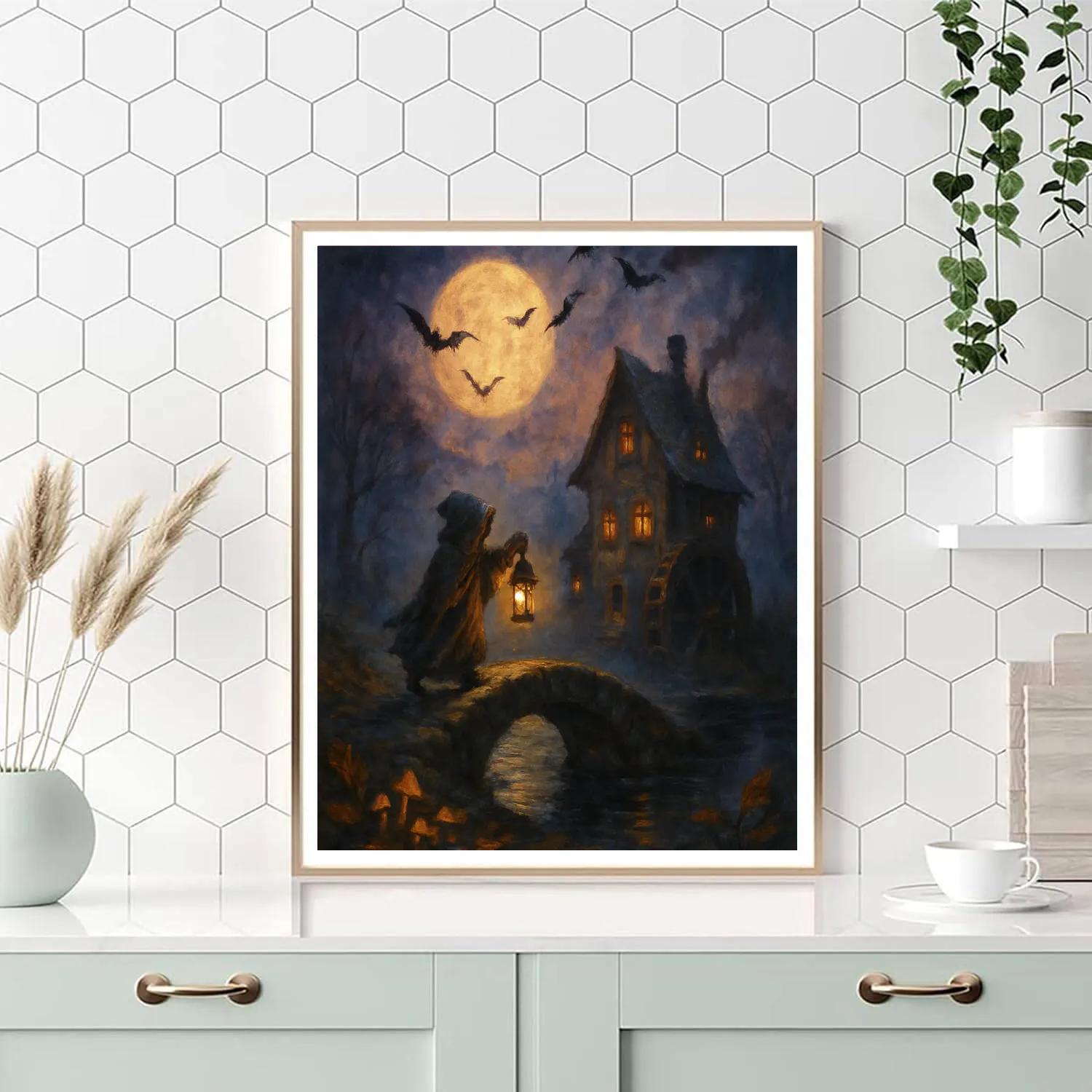 Lanternkeeper On The Bridge Of Hollow Creek Paint by numbers art