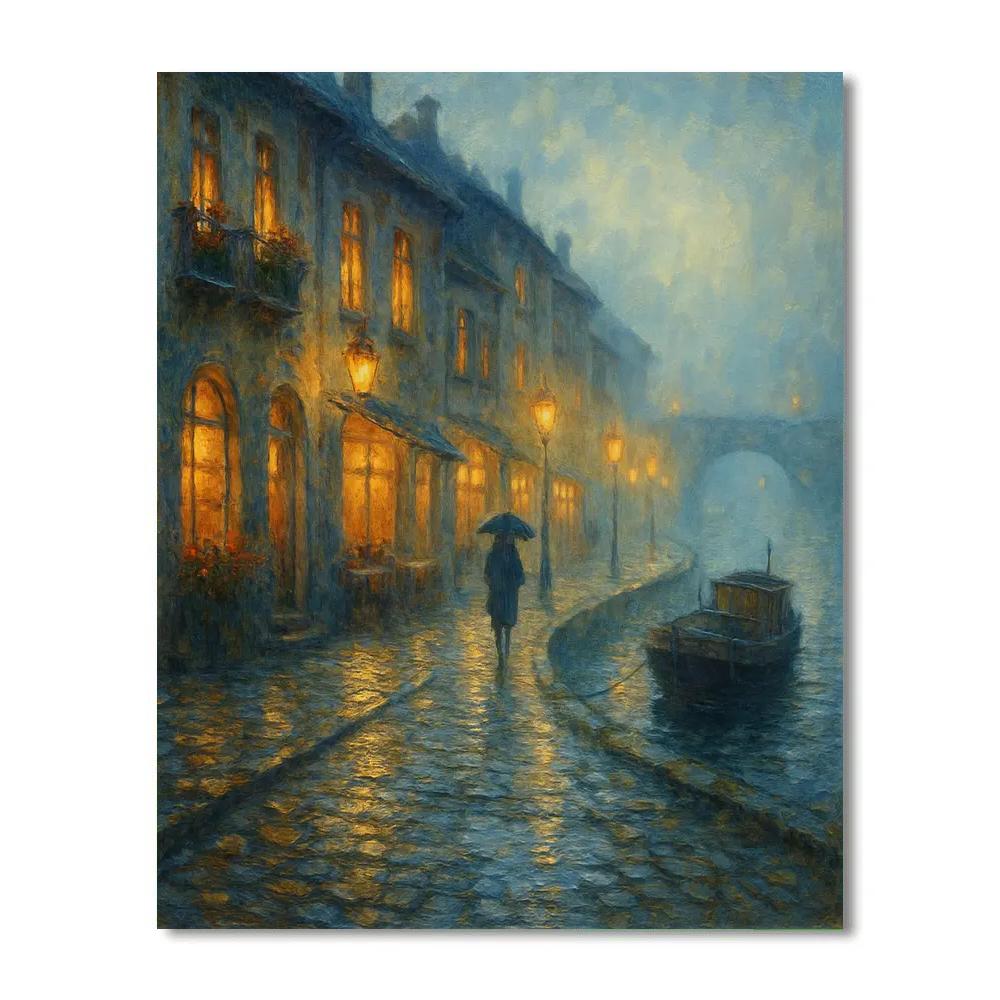Lantern Mist In The Riverside Old Town Numbered painting kits