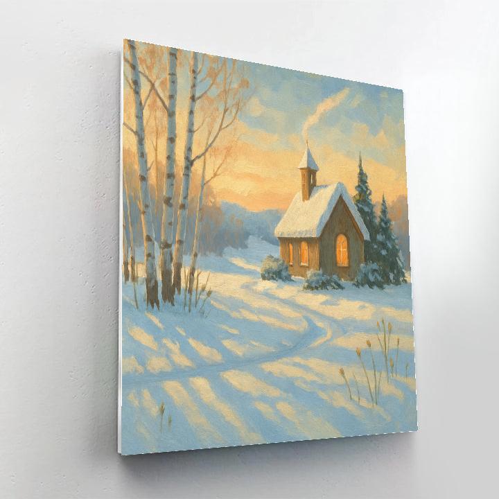 Sunrise Chapel And Birch Shadow Meadow Paint by numbers art