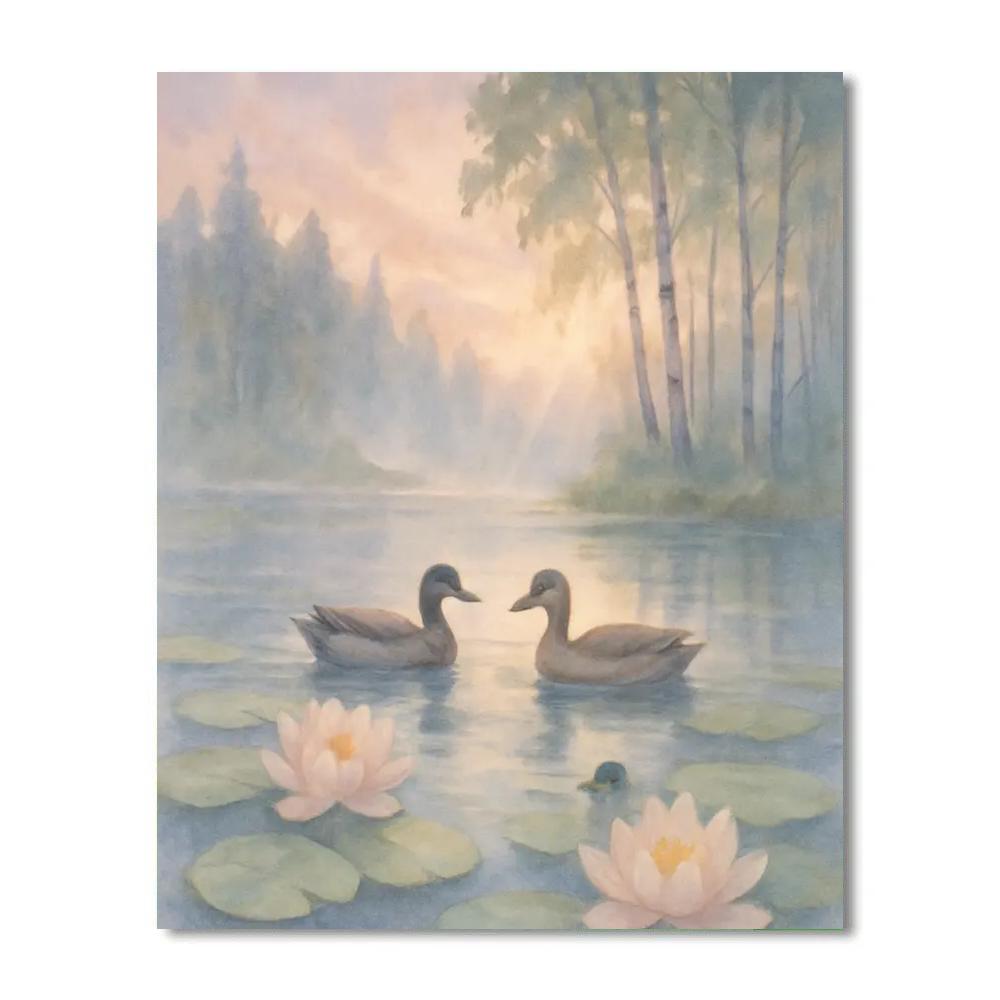 Lavender Dawn Over The Lily Pond Inlet paint by color