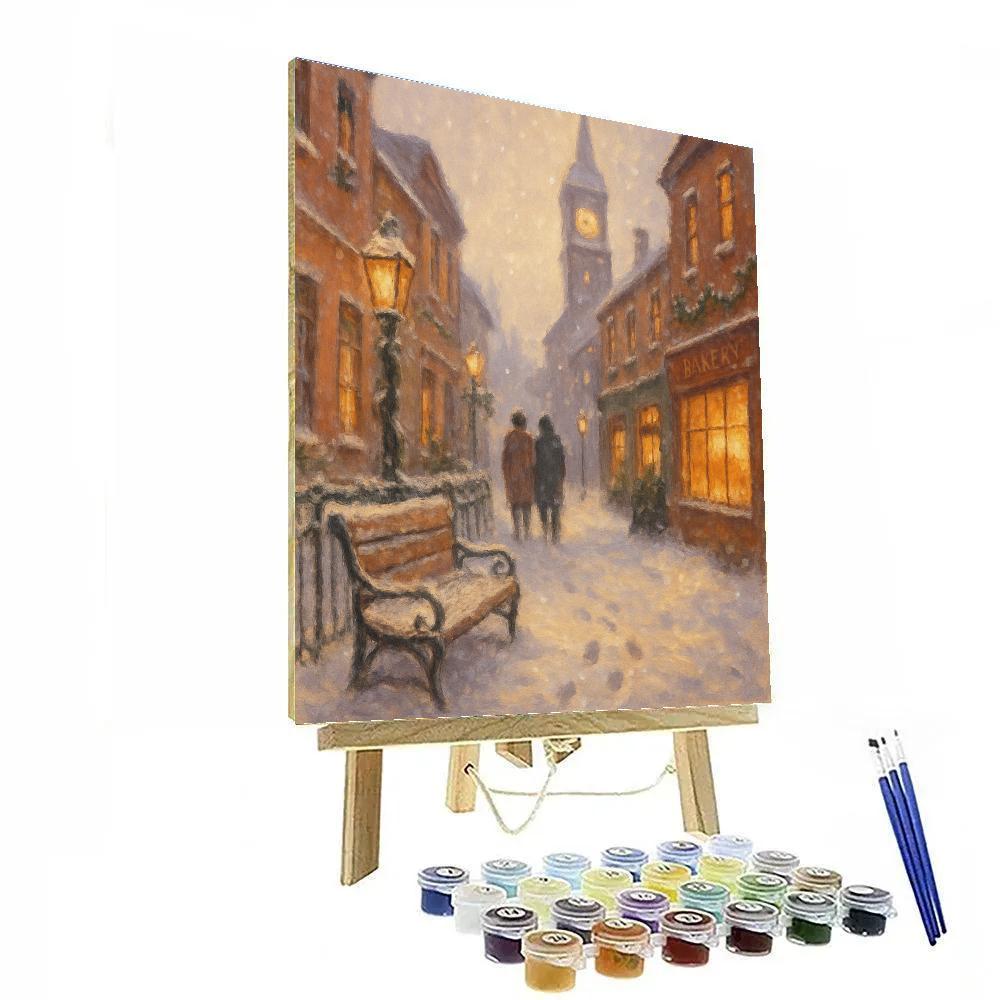 Winter Bakery Glow On The Clocktower Street DIY paint by numbers