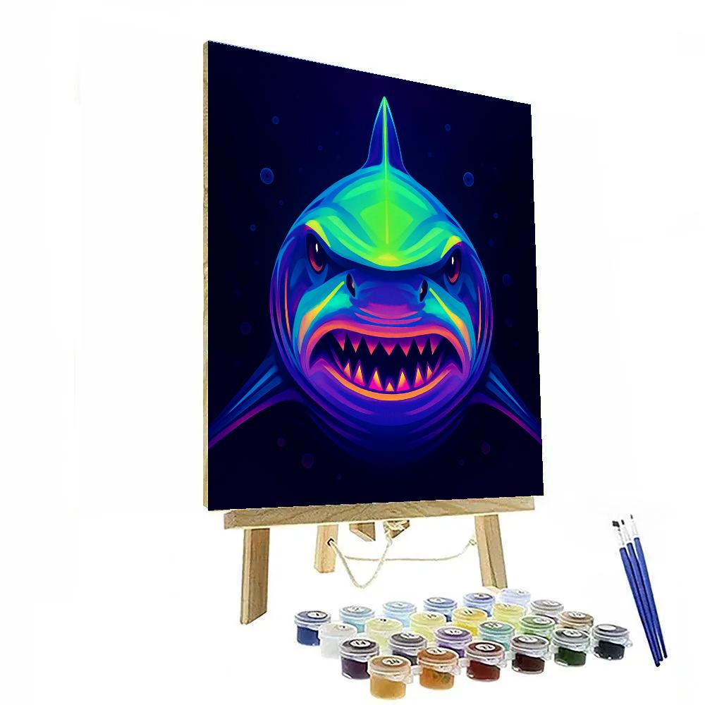 Neon Reef Shark painting number kit