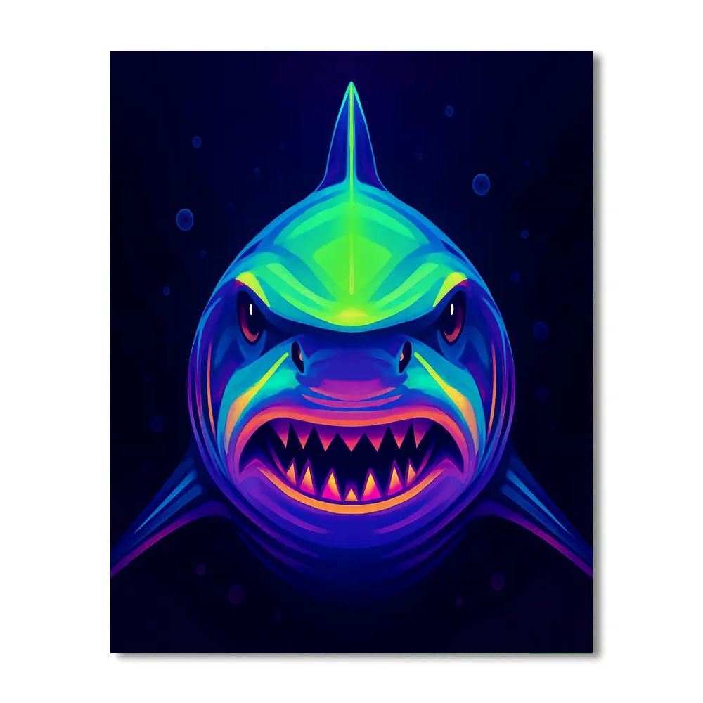 Neon Reef Shark painting number kit