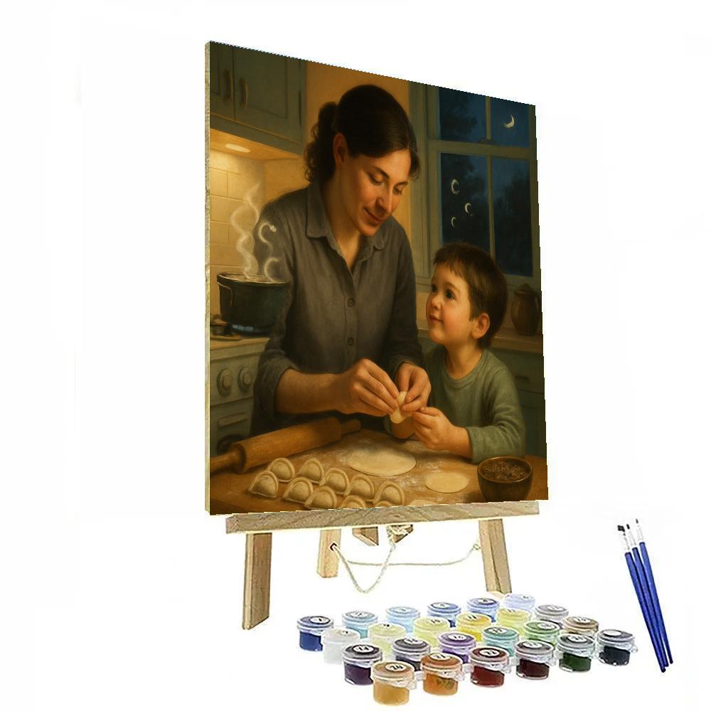 Moonlit Kitchen Dumpling Lesson paint by color