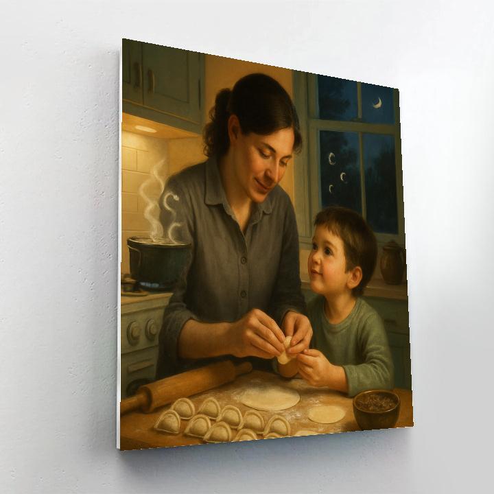 Moonlit Kitchen Dumpling Lesson paint by color