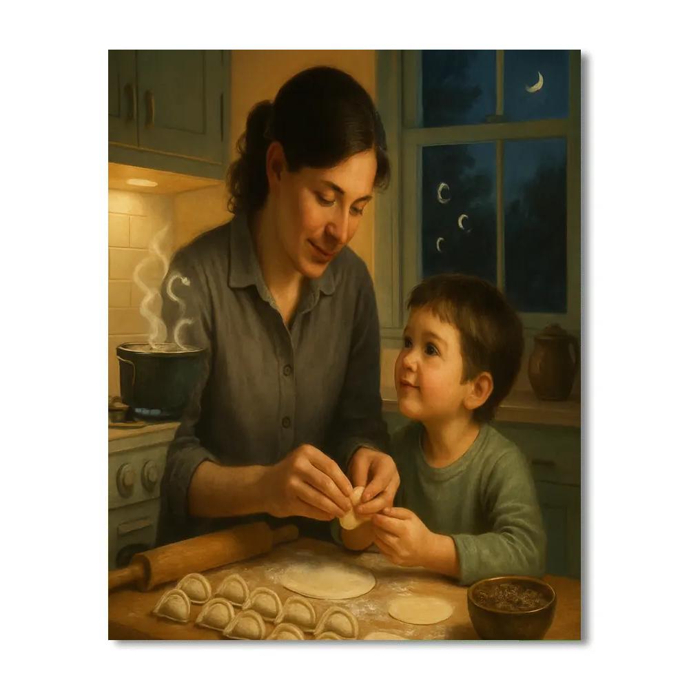 Moonlit Kitchen Dumpling Lesson paint by color