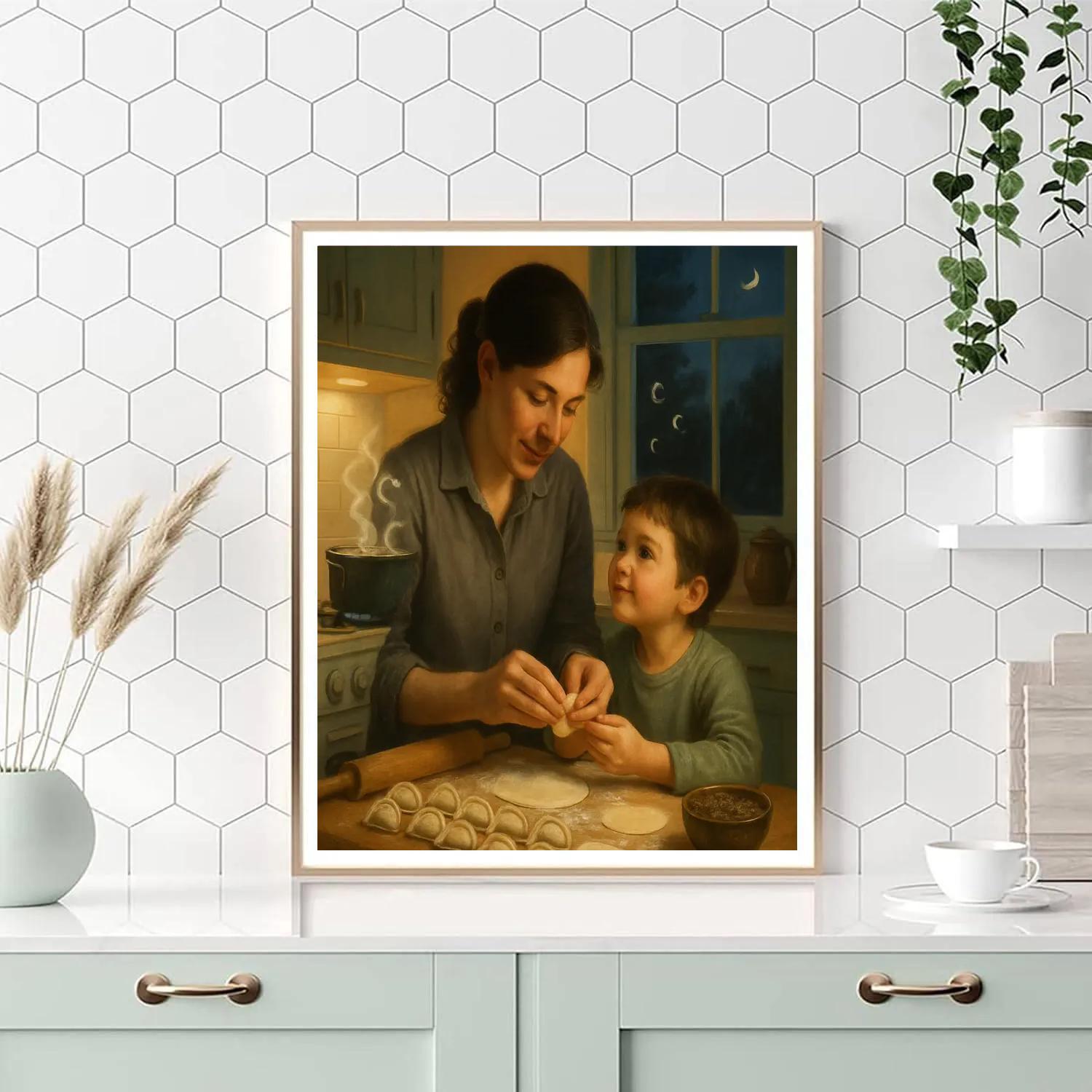 Moonlit Kitchen Dumpling Lesson paint by color