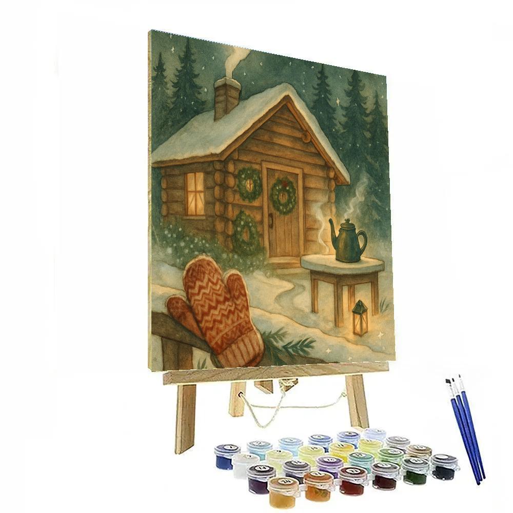 Cozy Cabin Tea Steam And Starlit Pines Numbered painting kits