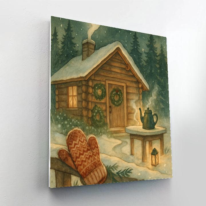 Cozy Cabin Tea Steam And Starlit Pines Numbered painting kits