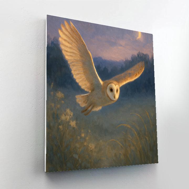 Barn Owl Drift Above A Wildflower Clearing Number painting