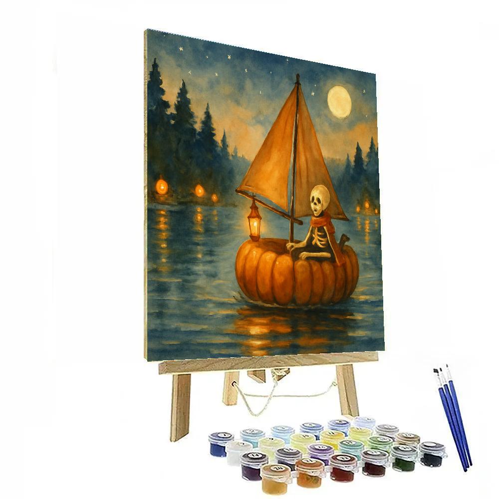 Jack O Lantern Sailboat On Cider Lake Numbered painting kits